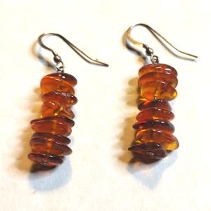 AMBER EARRINGS SILVER HOOKS
